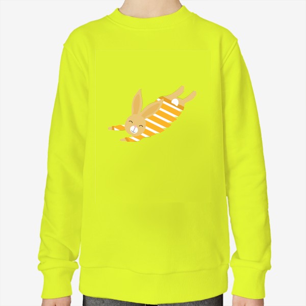 Свитшот «Лятящий кролик в желтом свитере»