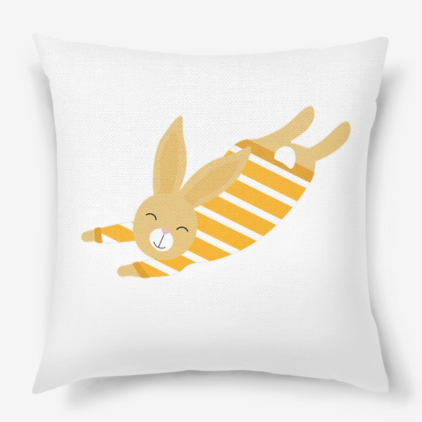 Подушка «Лятящий кролик в желтом свитере»