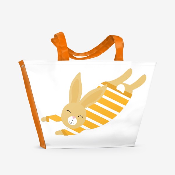 Пляжная сумка «Лятящий кролик в желтом свитере»