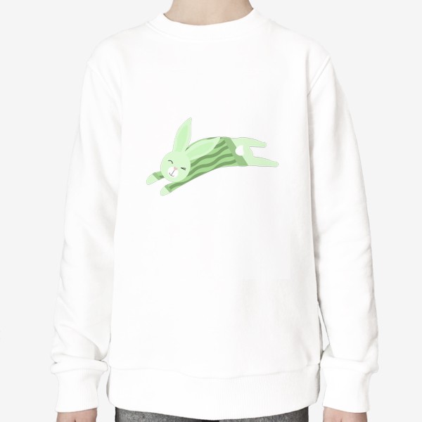 Свитшот «Прыгающий кролик в зеленом свитере»