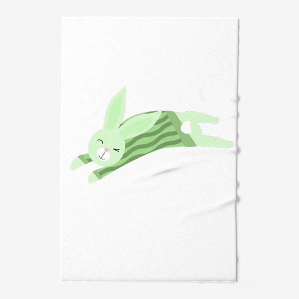 Полотенце «Прыгающий кролик в зеленом свитере»