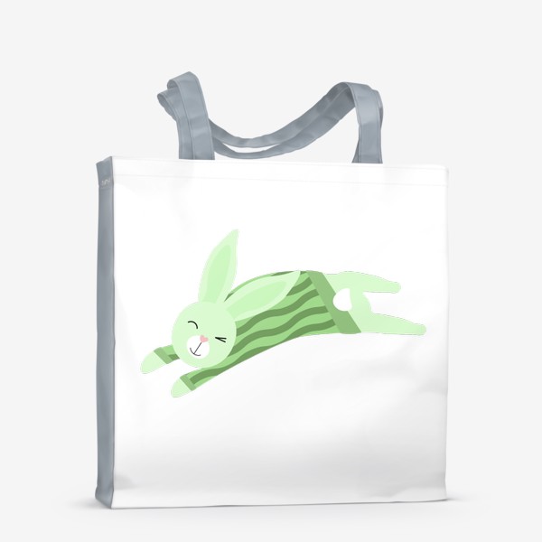 Сумка-шоппер «Прыгающий кролик в зеленом свитере»