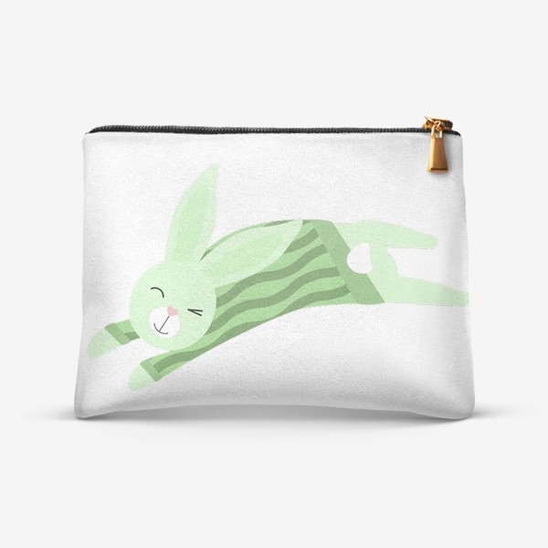 Косметичка «Прыгающий кролик в зеленом свитере»