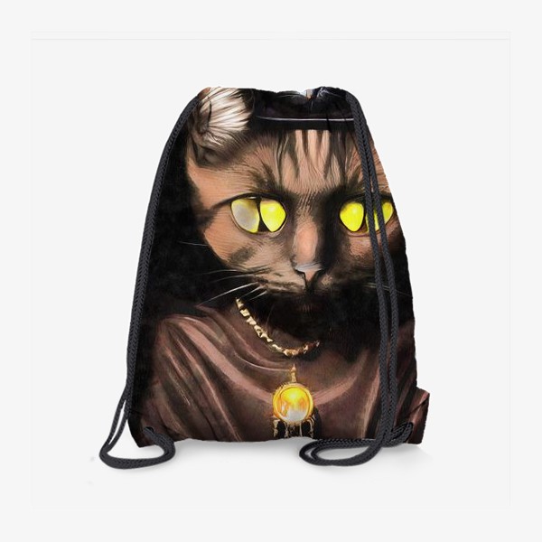 Рюкзак «Черная кошка с янтарным кулоном и мышью на голове»