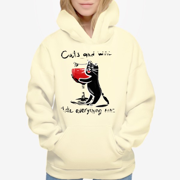 Худи «Cats and wine make everything fine»