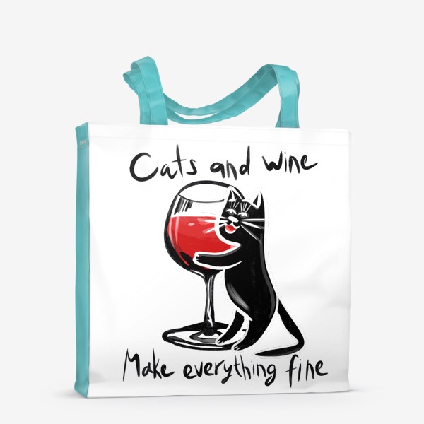 Сумка-шоппер «Cats and wine make everything fine»