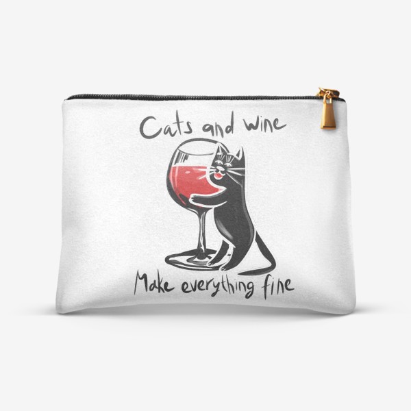 Косметичка &laquo;Cats and wine make everything fine&raquo;