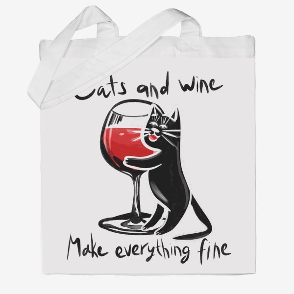 Сумка хб «Cats and wine make everything fine»