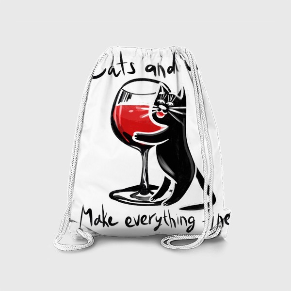 Рюкзак «Cats and wine make everything fine»