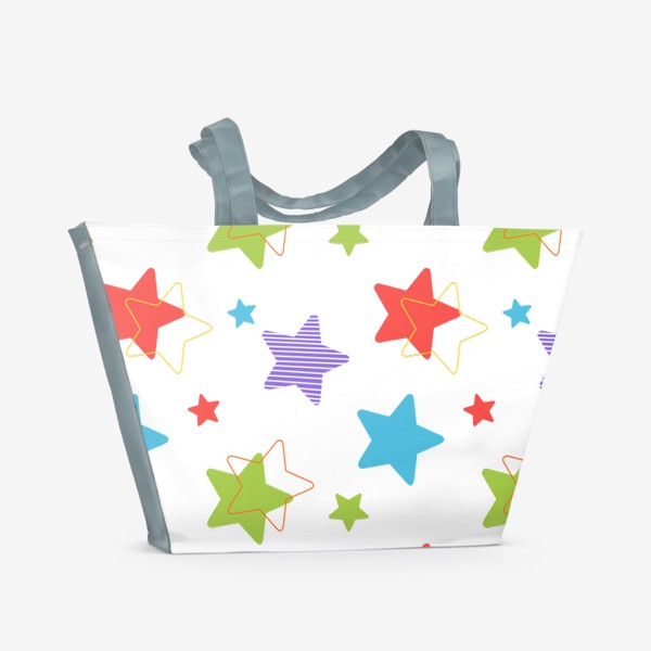 Пляжная сумка «Паттерн цветные звездочки»