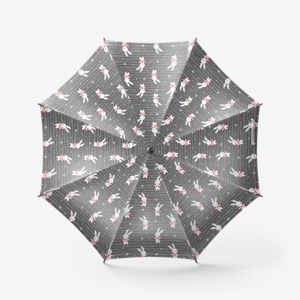 Зонт «Милые зайчики в варежках и шарфе. Новогодний принт»