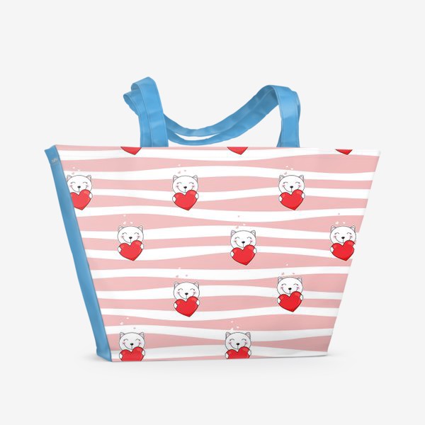 Пляжная сумка «Котики с сердечками»