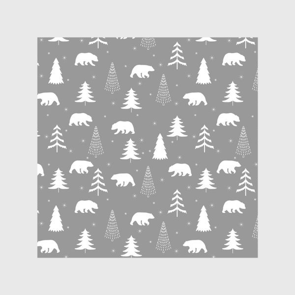 Шторы «Белые медведи с елками. Новогодний принт»