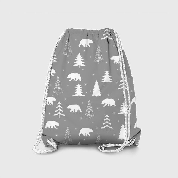 Рюкзак «Белые медведи с елками. Новогодний принт»