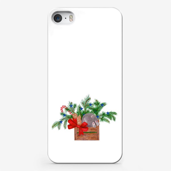 Чехол iPhone «Новогодний зайчик ищет подарки под ёлочкой»