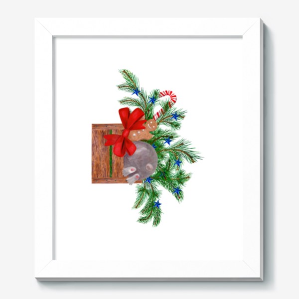 Картина «Новогодний зайчик ищет подарки под ёлочкой»