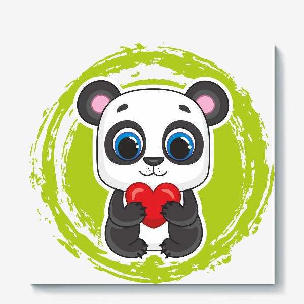 Холст «Мультяшная панда с сердцем»