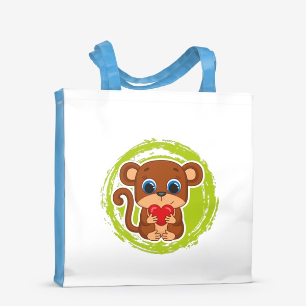 Сумка-шоппер «Мультяшная обезьяна с сердцем»