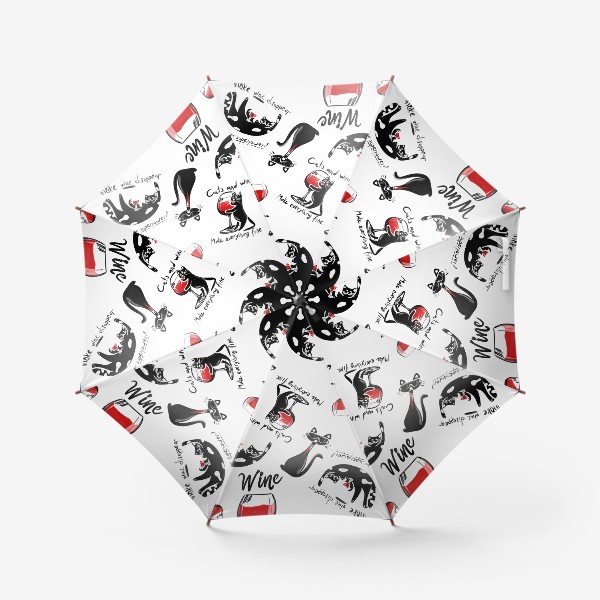 Зонт «Кот с вином, паттерн»