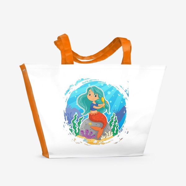 Пляжная сумка «Маленькая русалочка расчесывает волосы»