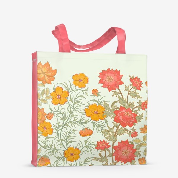 Сумка-шоппер «Весенние цветы на нежно зеленом фоне»