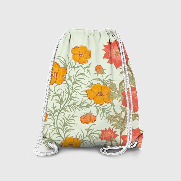 Рюкзак «Весенние цветы на нежно зеленом фоне»