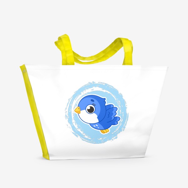 Пляжная сумка «Мультяшная синяя птичка»