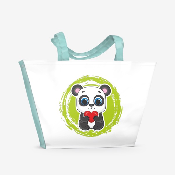 Пляжная сумка «Мультяшная панда с сердцем»