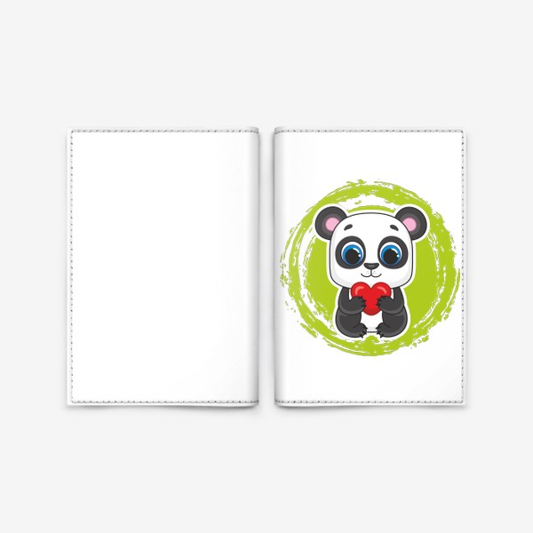 Обложка для паспорта «Мультяшная панда с сердцем»