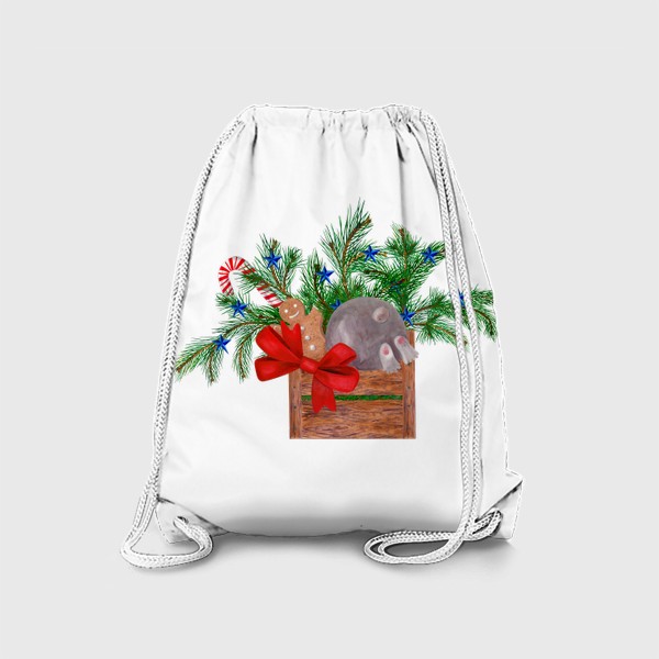 Рюкзак «Новогодний зайчик ищет подарки под ёлочкой»