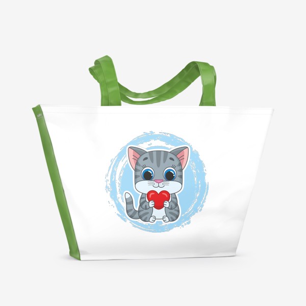 Пляжная сумка «Котёнок с сердцем»