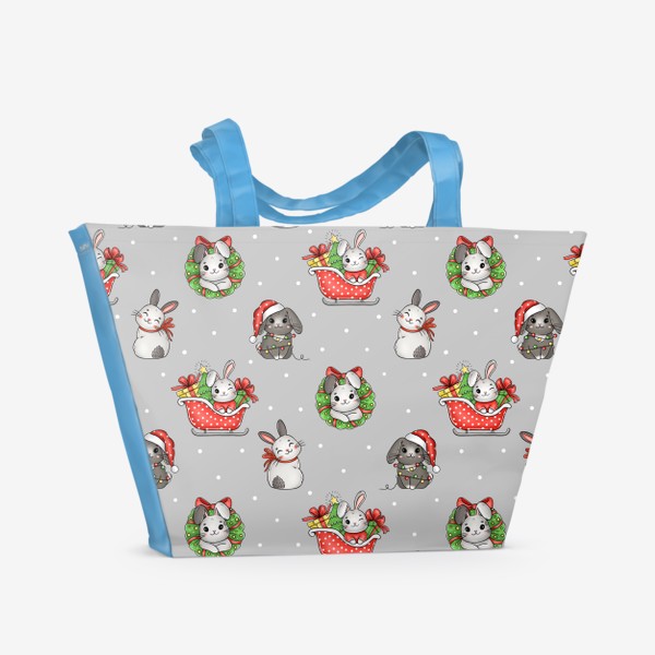 Пляжная сумка «Кролики новогодние»