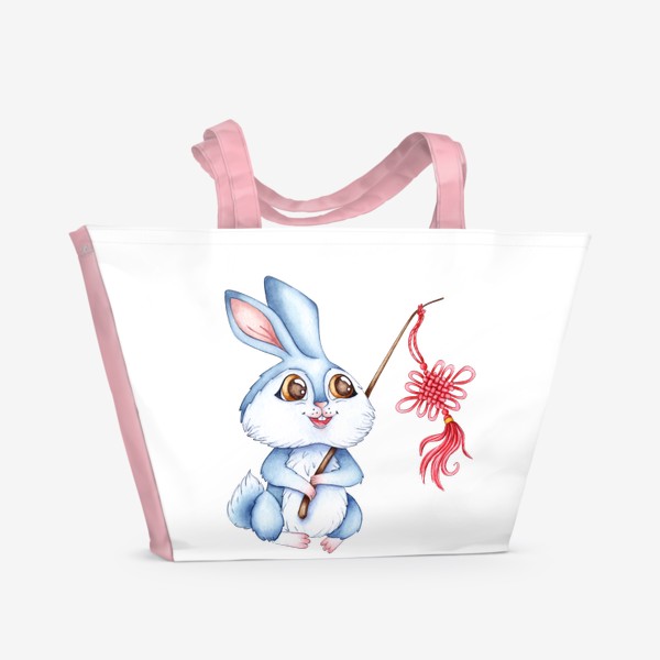 Пляжная сумка «Кролик с китайским брелком  / Милый зайчик »