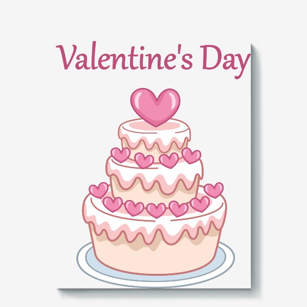 Холст «Торт сердечки День Святого Валентина»