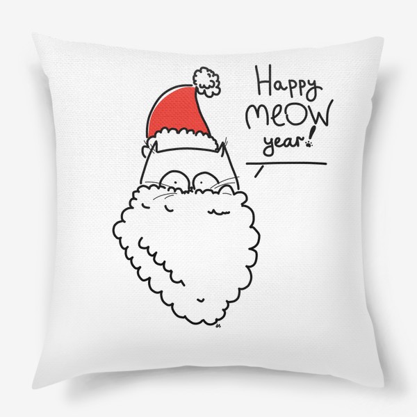 Подушка «Счастливого Нового года! Кот-дед-мороз»