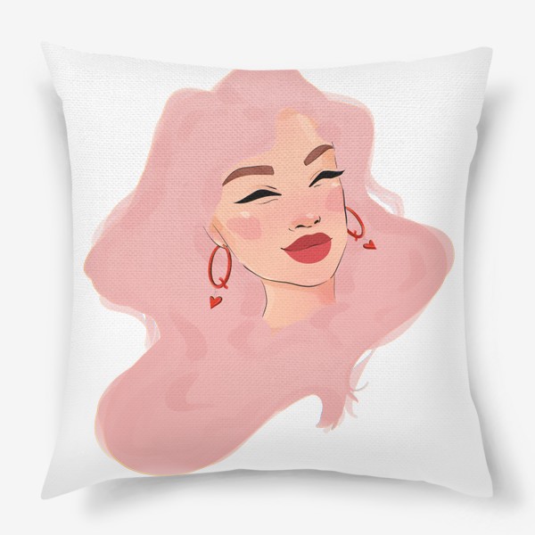 Подушка «Девушка с розовыми волосами»