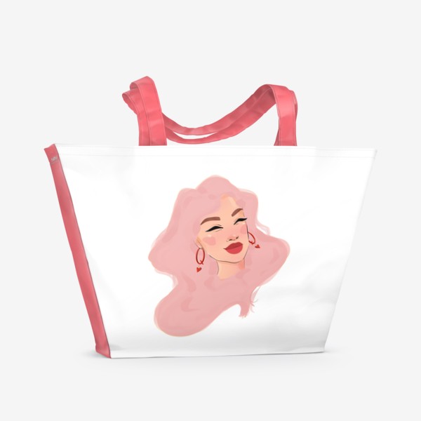 Пляжная сумка «Девушка с розовыми волосами»
