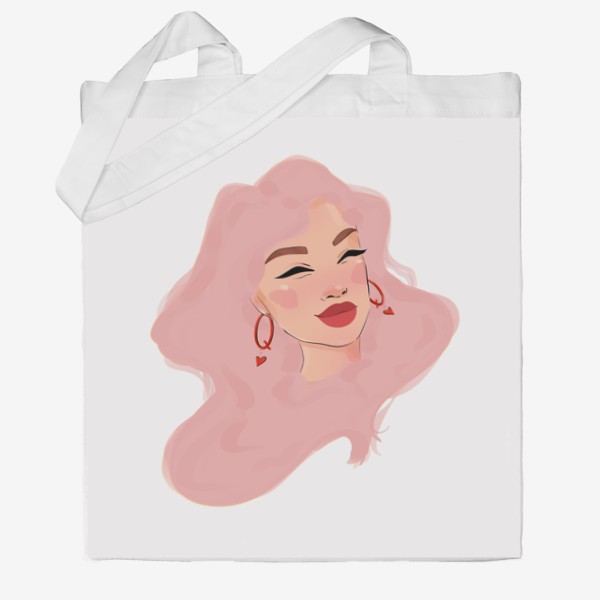 Сумка хб «Девушка с розовыми волосами»