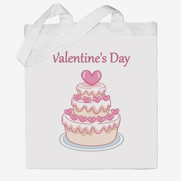 Сумка хб «Торт сердечки День Святого Валентина»