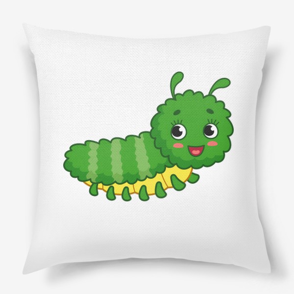 Подушка «Мультяшная зелёная гусеница»