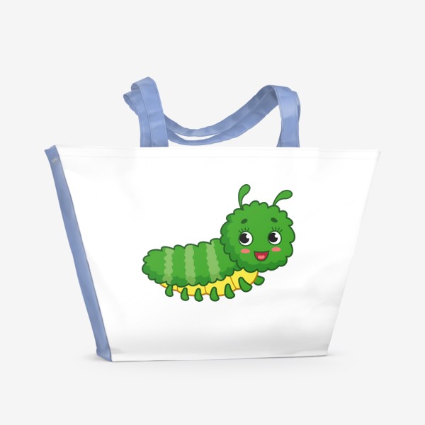 Пляжная сумка «Мультяшная зелёная гусеница»