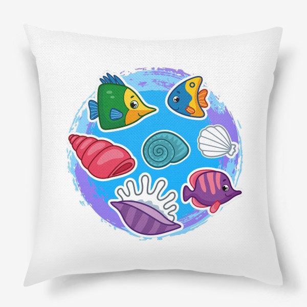 Подушка «Морские рыбки и ракушки»