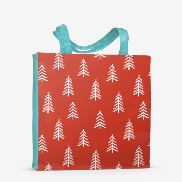 Сумка-шоппер «новогодний узор из елок на красном. скатерть»