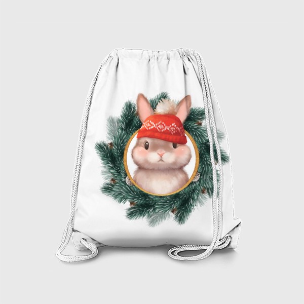 Рюкзак «Новогодний Кролик в еловом венке»