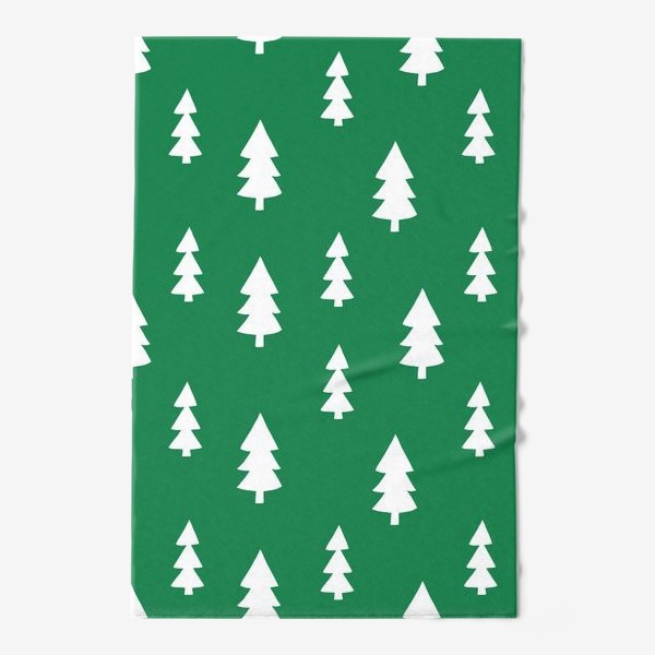 Полотенце «новогодний узор из елок на зеленом. скатерть»