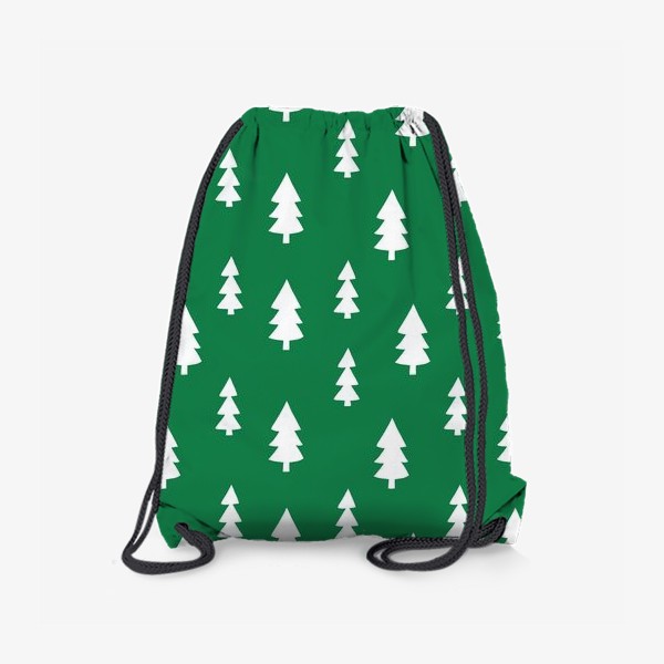 Рюкзак «новогодний узор из елок на зеленом. скатерть»