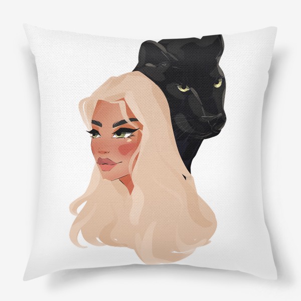 Подушка «Блондинка с пантерой»
