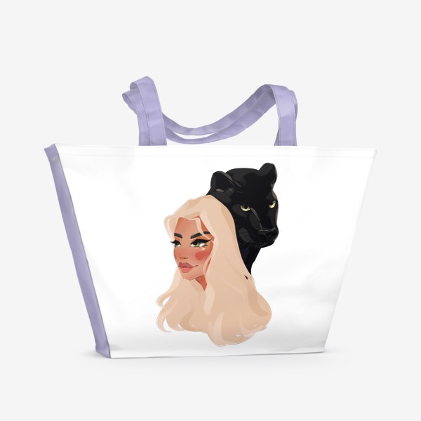 Пляжная сумка «Блондинка с пантерой»