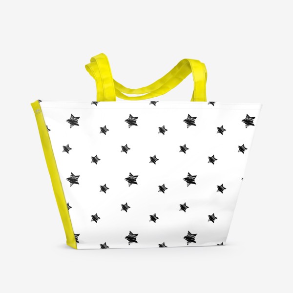 Пляжная сумка «Паттерн чёрные звездочки»