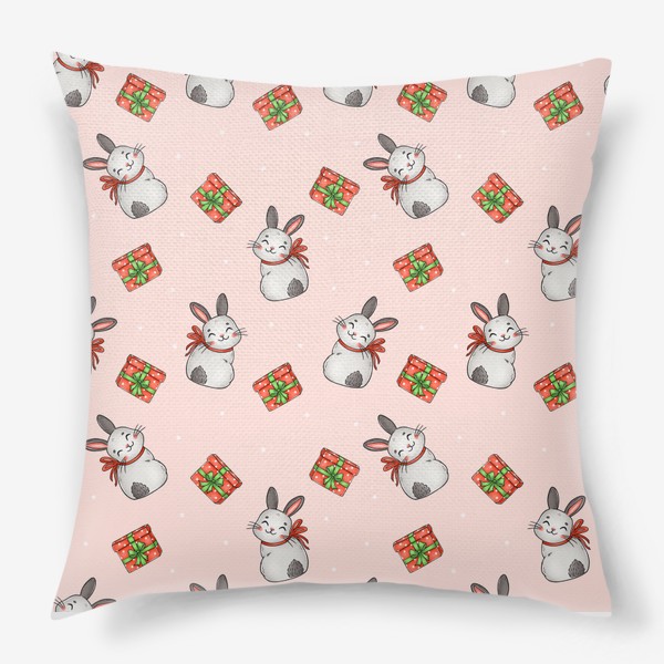 Подушка «Кролики с подарками»